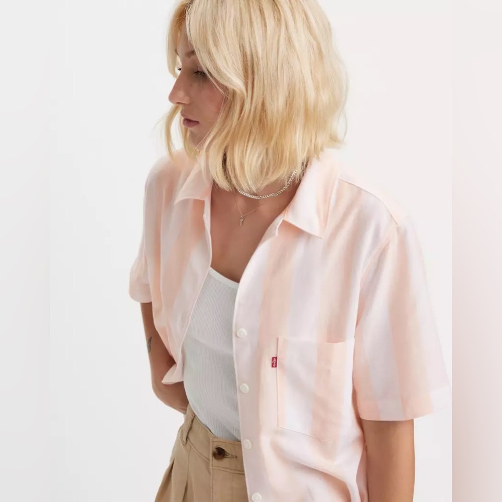 Levi's Striped Blush Pink + White Top